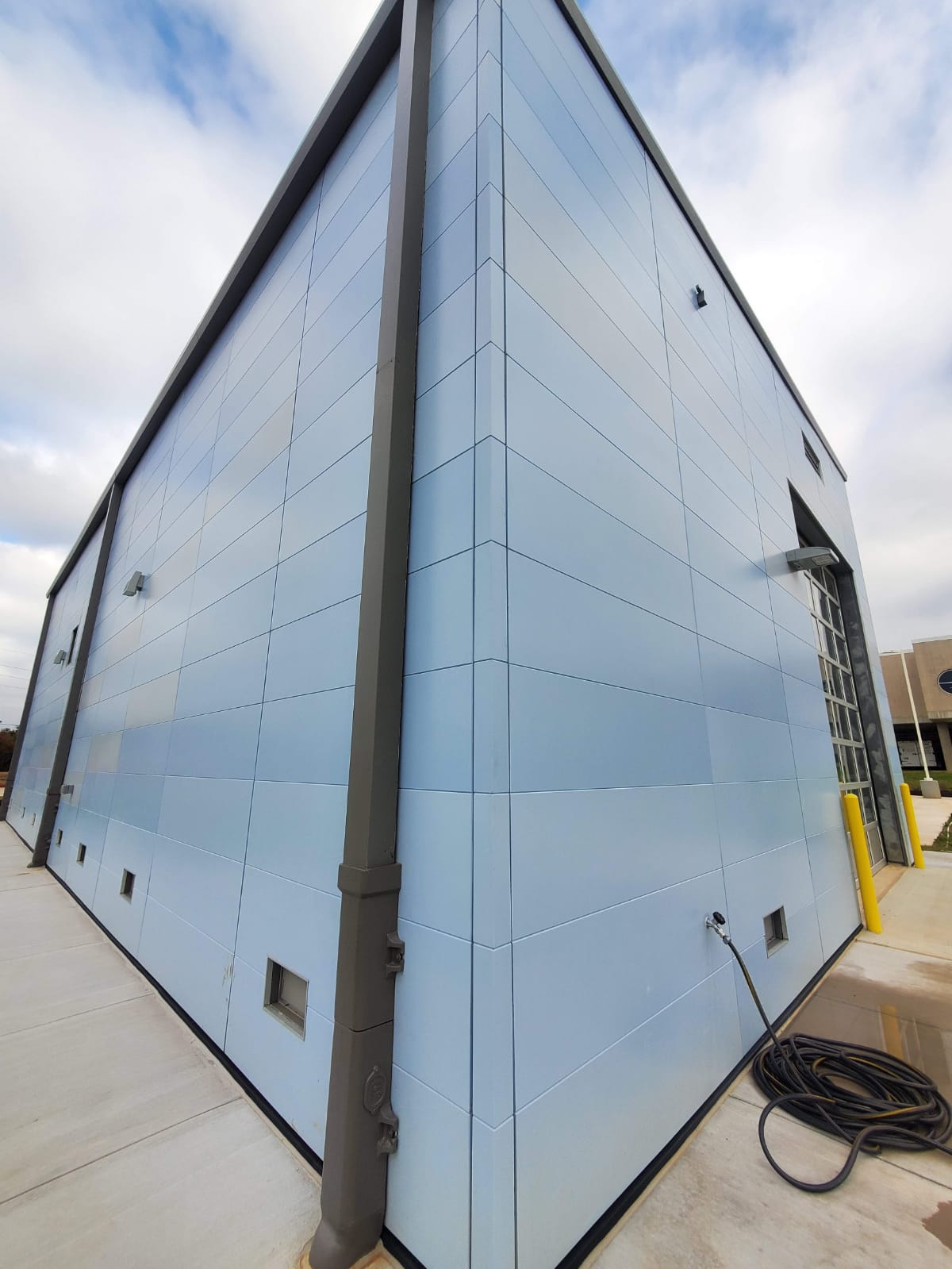 Nichiha fiber-cement architectural wall panels on a modern facade