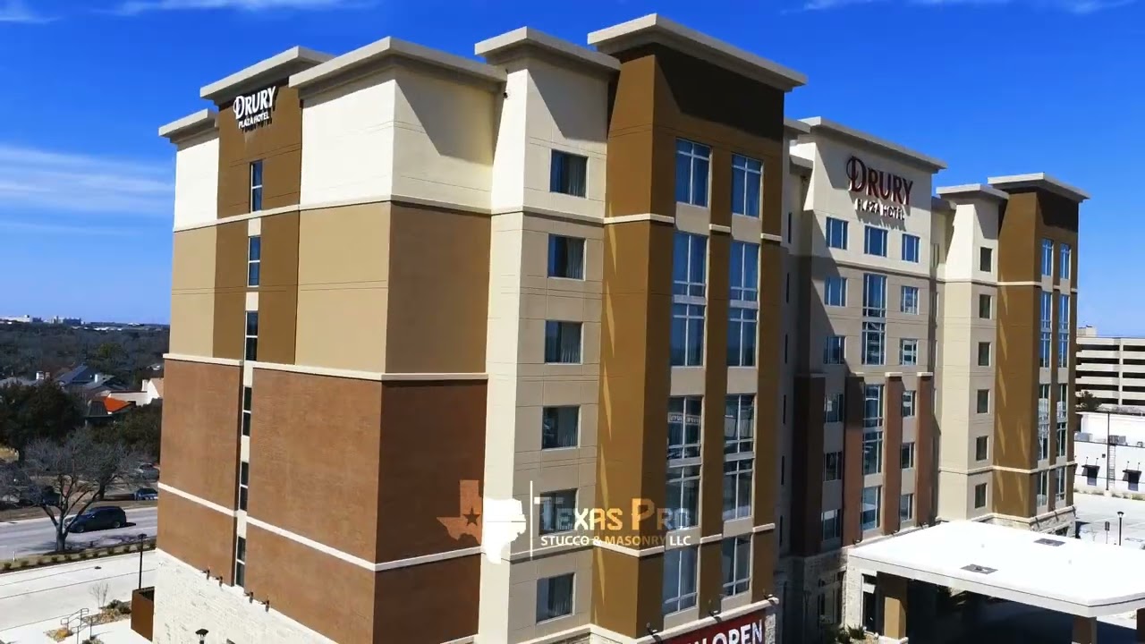 Drury Plaza Hotel exterior in College Station, TX by Texas Pro Stucco & Masonry